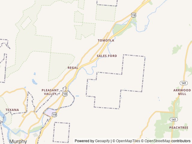 Map of Murphy / Peace Valley KOA Holiday location at Marble, NC, United States