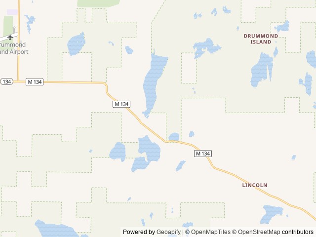 Map of Trailhead Bar, Restaurant and Campground location at Drummond Island, MI, United States