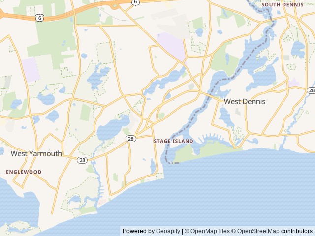 Map of Bass River Trailer Park, Inc. location at Bass River, MA, United States