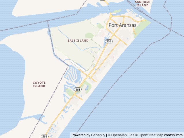 Map of Port A RV Resort location at Port Aransas, TX, United States