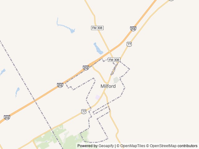 Map of City Limits RV Resort location at Milford, TX, United States