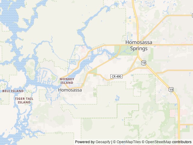 Map of HRR Sun Retreats Homosassa River location at Homosassa Springs, FL, United States