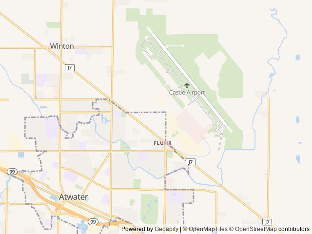 Map of Castle Air Museum RV Park location at Atwater, CA, United States