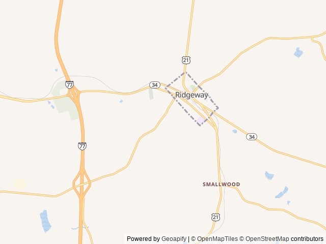 Map of Little Cedar Creek Campground location at Ridgeway, SC, United States