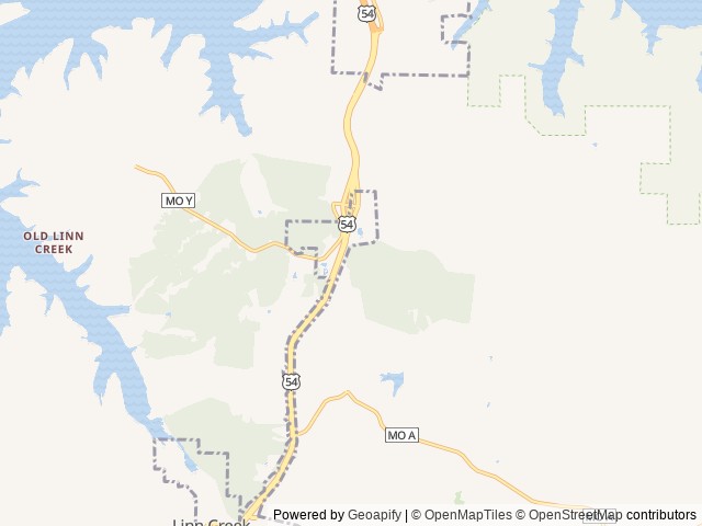Map of Lake of the Ozarks / Linn Creek KOA Holiday location at Linn Creek, MO, United States