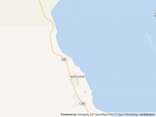 Map of Pyramid Lake Marina & RV Park location at Sutcliffe, NV, United States