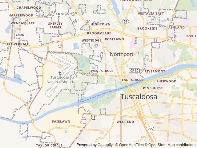 Map of Northport RV Park location at Northport, AL, United States