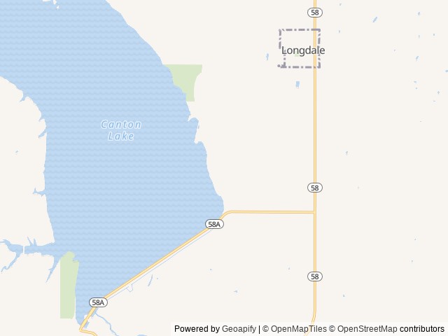 Map of Sandy Cove location at Canton, OK, United States