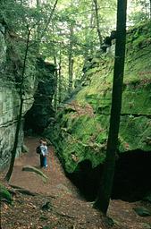 Visitors explore the Ledges