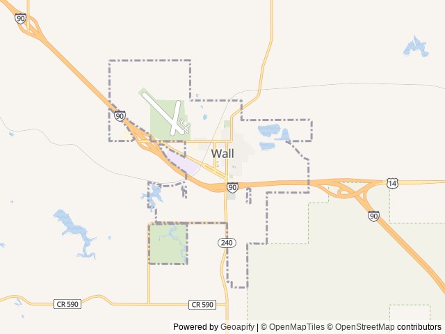 Map of Sleepy Hollow Campground & RV Park location at Wall, SD, United States