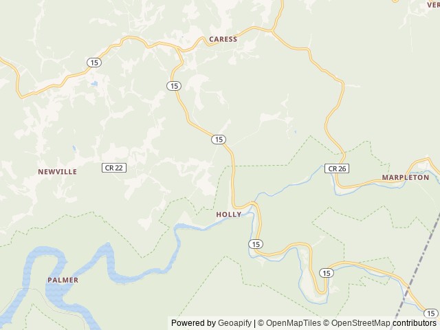 Map of Gerald Freeman Campground location at Sutton, WV, United States