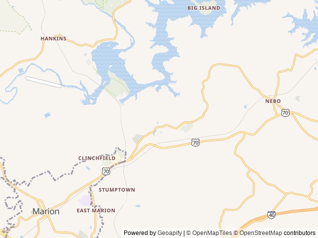 Map of Barefoot Landing RV Resort location at Marion, NC, United States