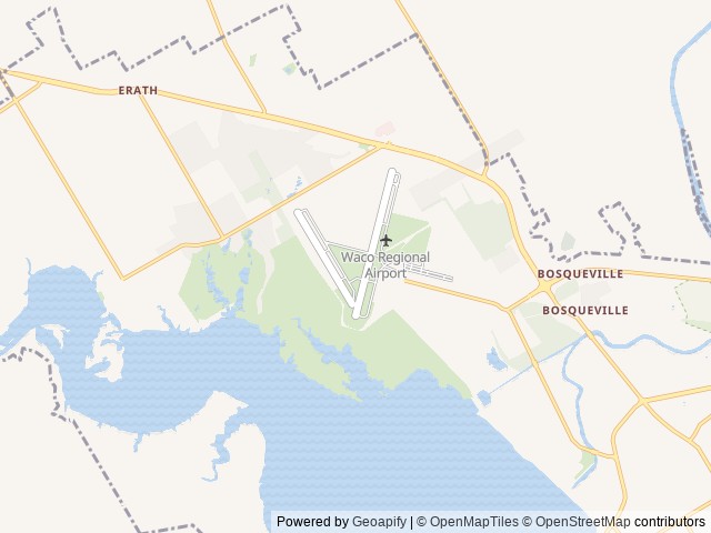 Map of Airport Beach Shelter location at Waco, TX, United States