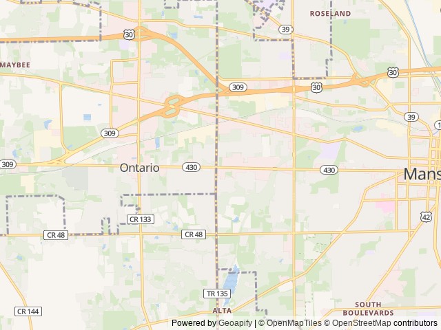 Map for 2026 Forest River RV Cherokee Grey Wolf 26KF near Mansfield, OH