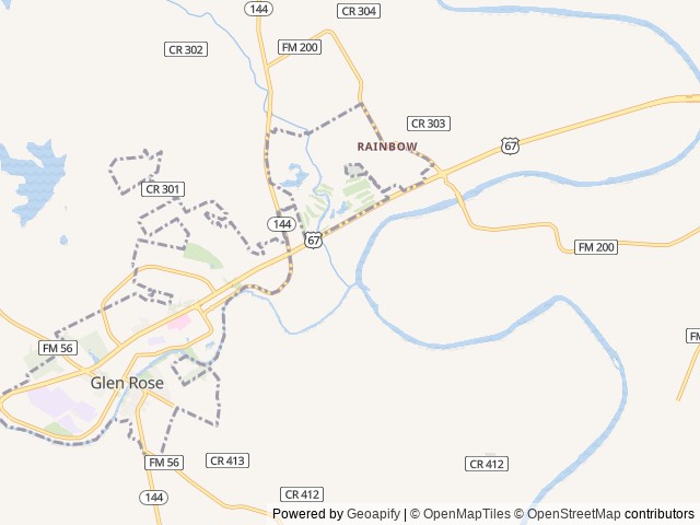 Map of Tres Rios Resort location at Glen Rose, TX, United States