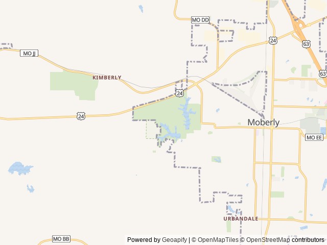 Map of Thompson Campground location at Moberly, MO, United States