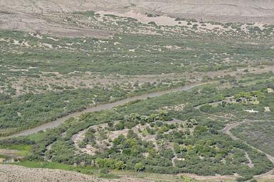 Aerial view of Rio Grande Village Campground, with Rio Grande visible just to the south