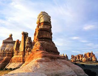 Red and White Sandstone Spires in Chesler Park, Canyonlands National Park