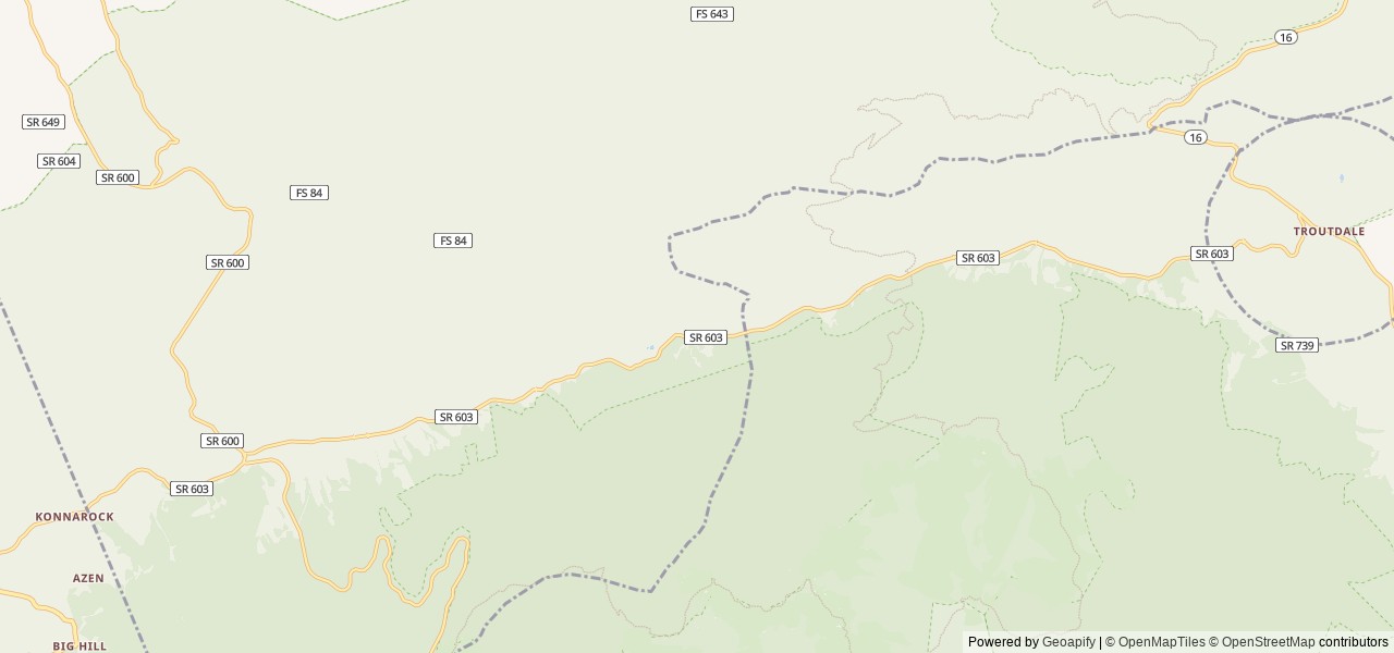 Map of Grindstone location at Troutdale, VA, United States