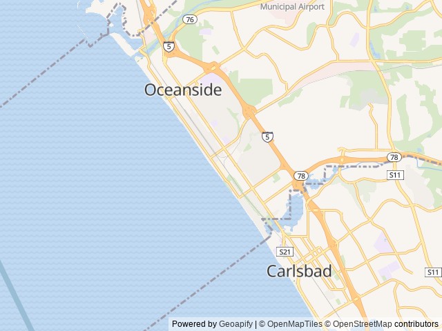 Map of Oceanside RV Resort location at Oceanside, CA, United States