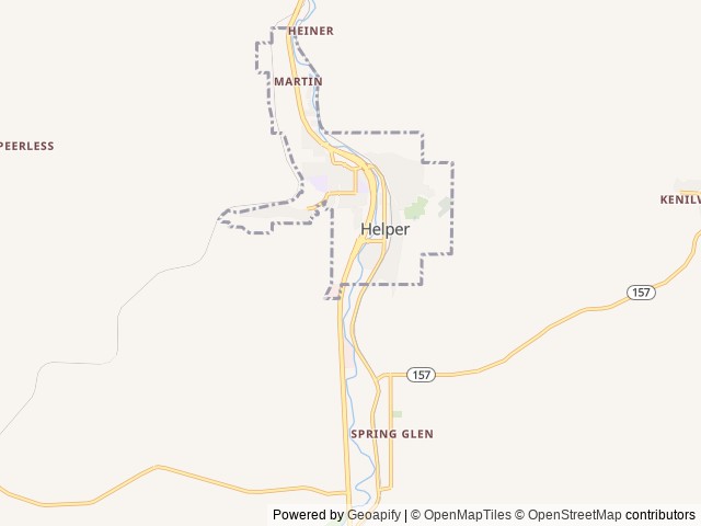 Map of Castle Gate RV Park location at Helper, UT, United States
