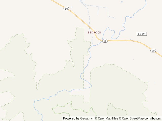 Map of Bedrock Recreation Site location at Montrose, CO, United States