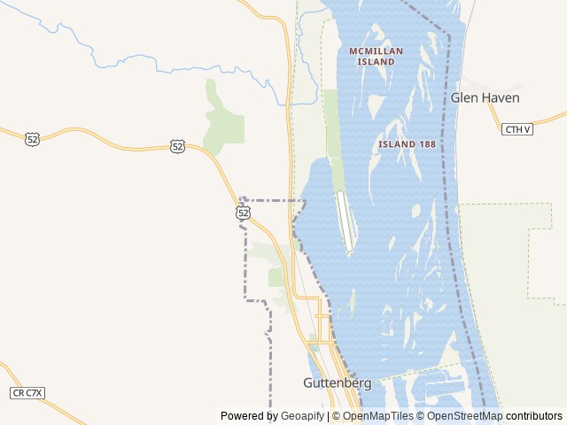 Map of Valley View Campground location at Guttenberg, IA, United States