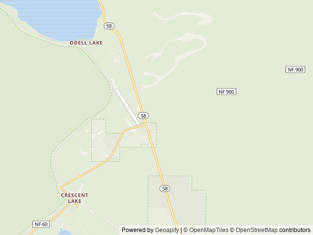 Map of Willamette Pass Inn Chalets location at Crescent Lake, OR, United States