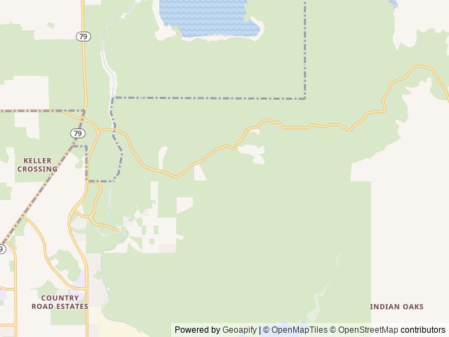 Map of Hidden Falls Preserve and Campground location at Winchester, CA, United States