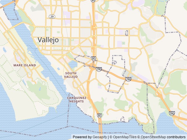 Map of Tradewinds RV Park location at Vallejo, CA, United States