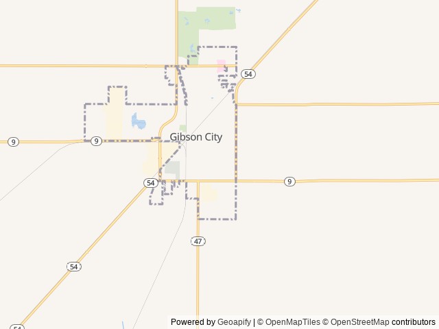 Map of Arrowsmith Park and Campground location at Gibson City, IL, United States