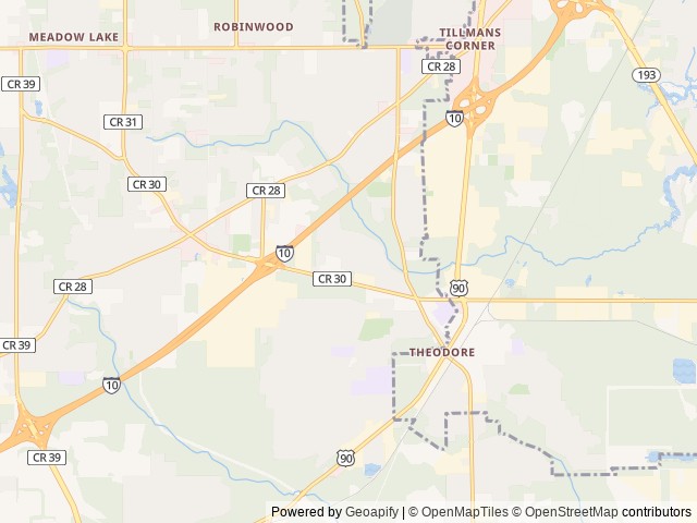 Map of I-10 Kamp Ground location at Theodore, AL, United States