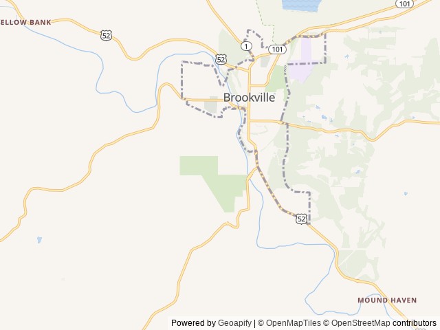 Map of Franklin County Park location at Brookville, IN, United States