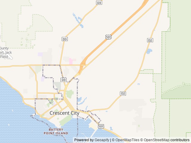 Map of Village Camper Inn location at Crescent City, CA, United States