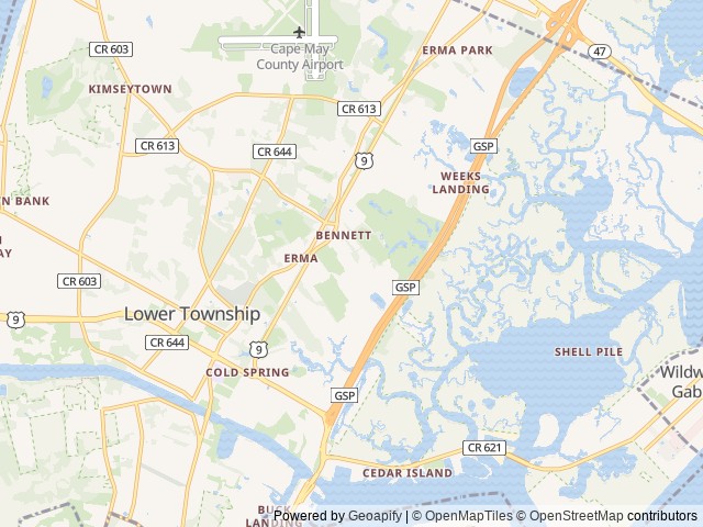 Map of LLA Sun Retreats Cape May Wildwood location at Cape May, NJ, United States