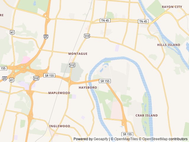 Map of Nashville KOA Resort location at Nashville, TN, United States