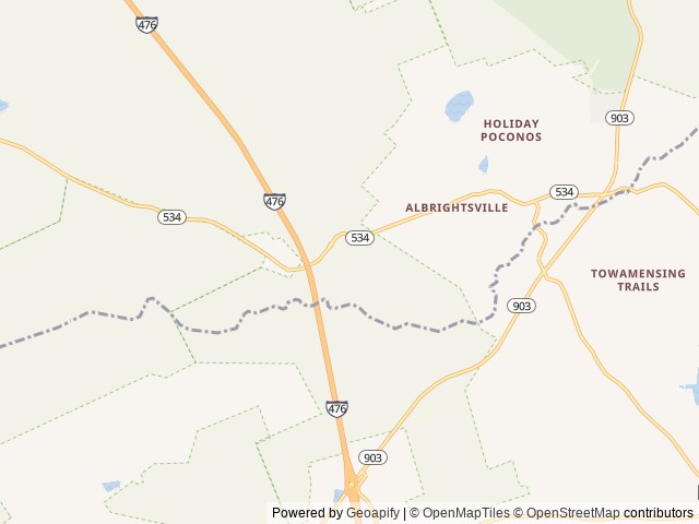 Map of Camptel Poconos location at Albrightsville, PA, United States