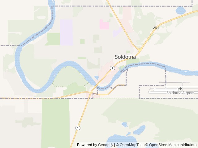 Map of River Terrace RV Park location at Soldotna, AK, United States