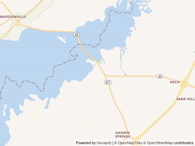 Map of Goshen Springs location at Brandon, MS, United States