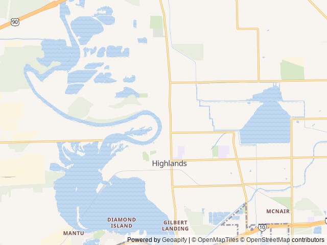 Map of Comfort RV Resort location at Highlands, TX, United States