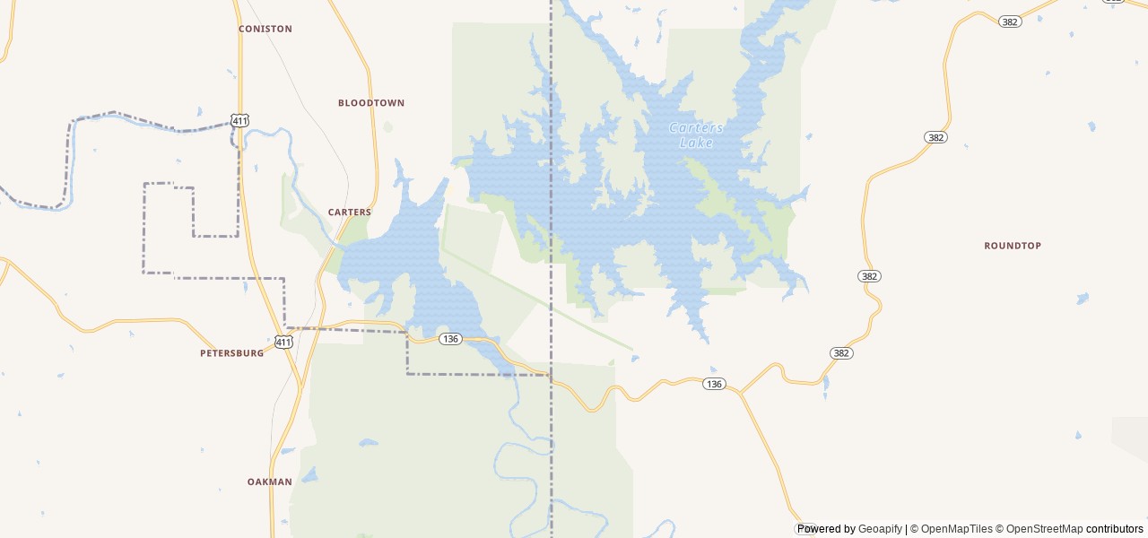 Map of Damsite Day Use Area Shelter location at Chatsworth, GA, United States