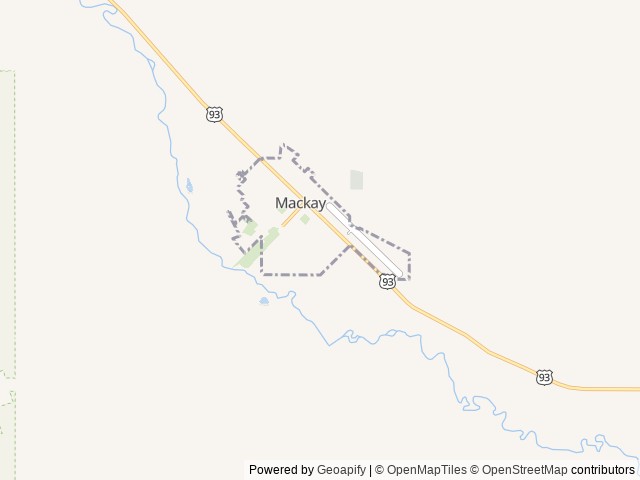 Map of Tourist Park Campground location at Mackay, ID, United States