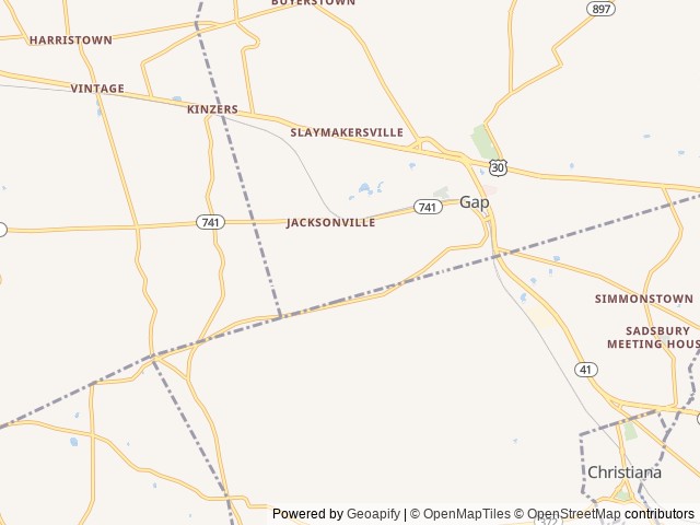 Map of The Loose Caboose Campground location at Kinzers, PA, United States