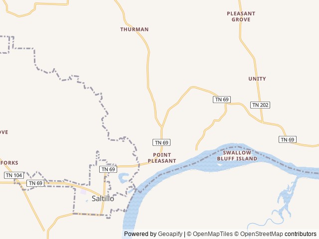 Map of Liberty Road RV Park location at Scotts Hill, TN, United States