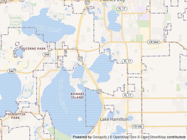 Map of Paradise Island RV Resort location at Haines City, FL, United States