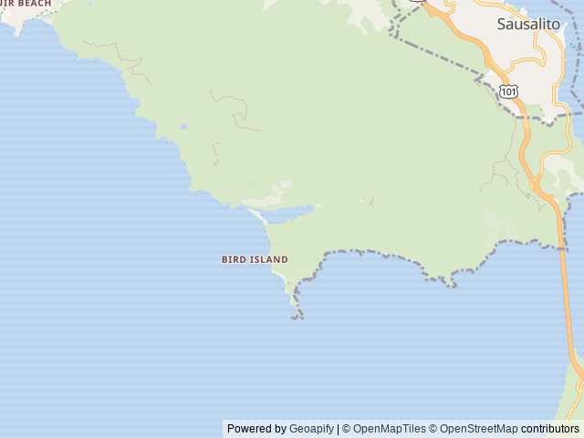 Map of Bicentennial Campground location at Sausalito, CA, United States