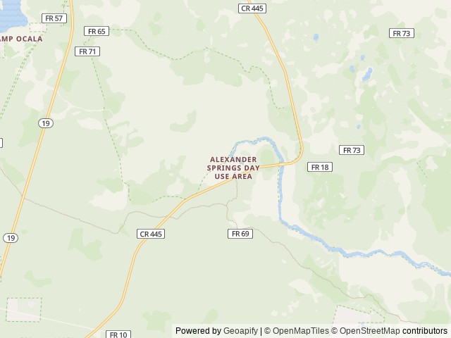 Map of Alexander Springs Recreation Area location at Altoona, FL, United States