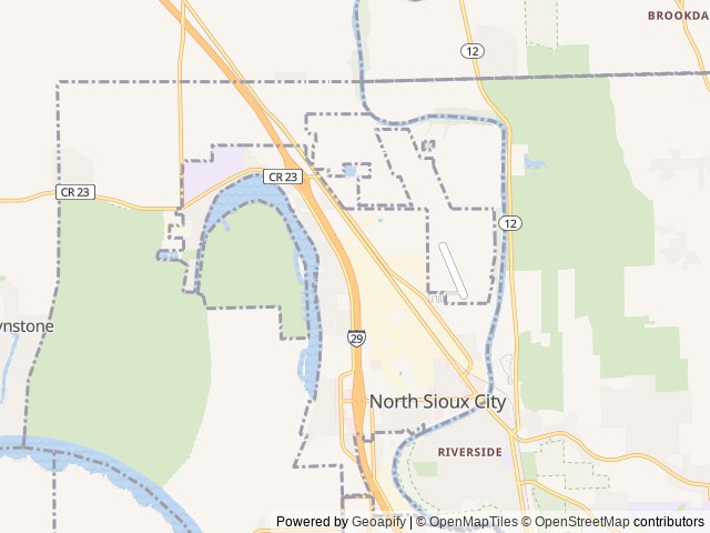 Map of Sioux City North KOA Holiday location at North Sioux City, SD, United States