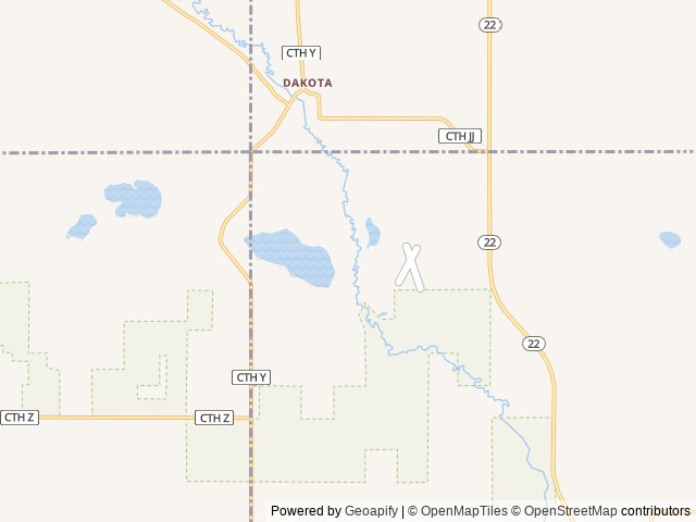 Map of Lake of the Woods Campground location at Wautoma, WI, United States