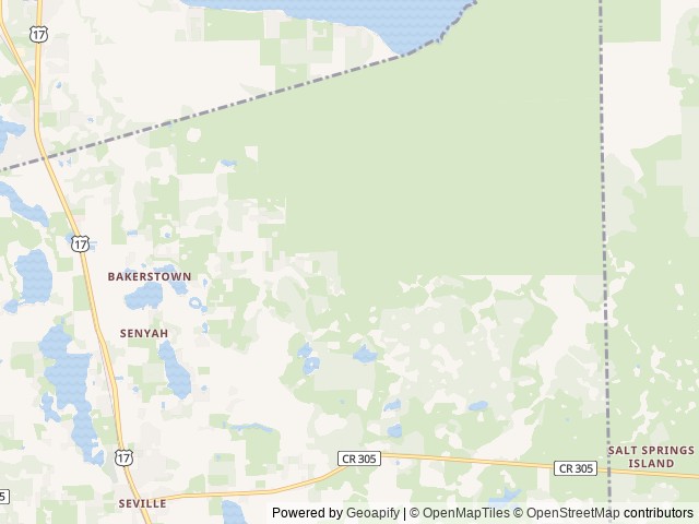 Map of Crescent Lake Conservation Area SJRWMD location at Seville, FL, United States